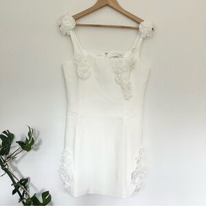 JW PEI Elaina White Floral Mini Dress w Rosette Tulle Flowers Womens Sz 6 Party